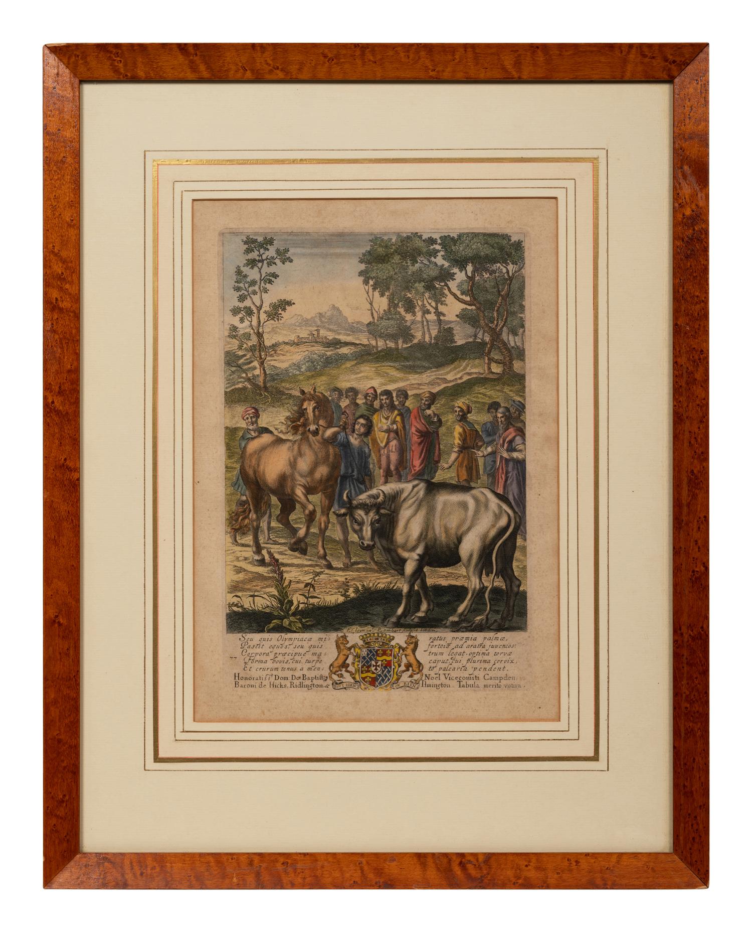 Two Pairs of Hand Colored Engravings (17th/18th Century)