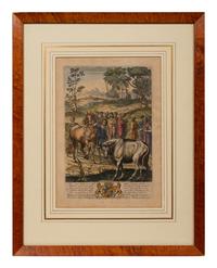 Two Pairs of Hand Colored Engravings (17th/18th Century)