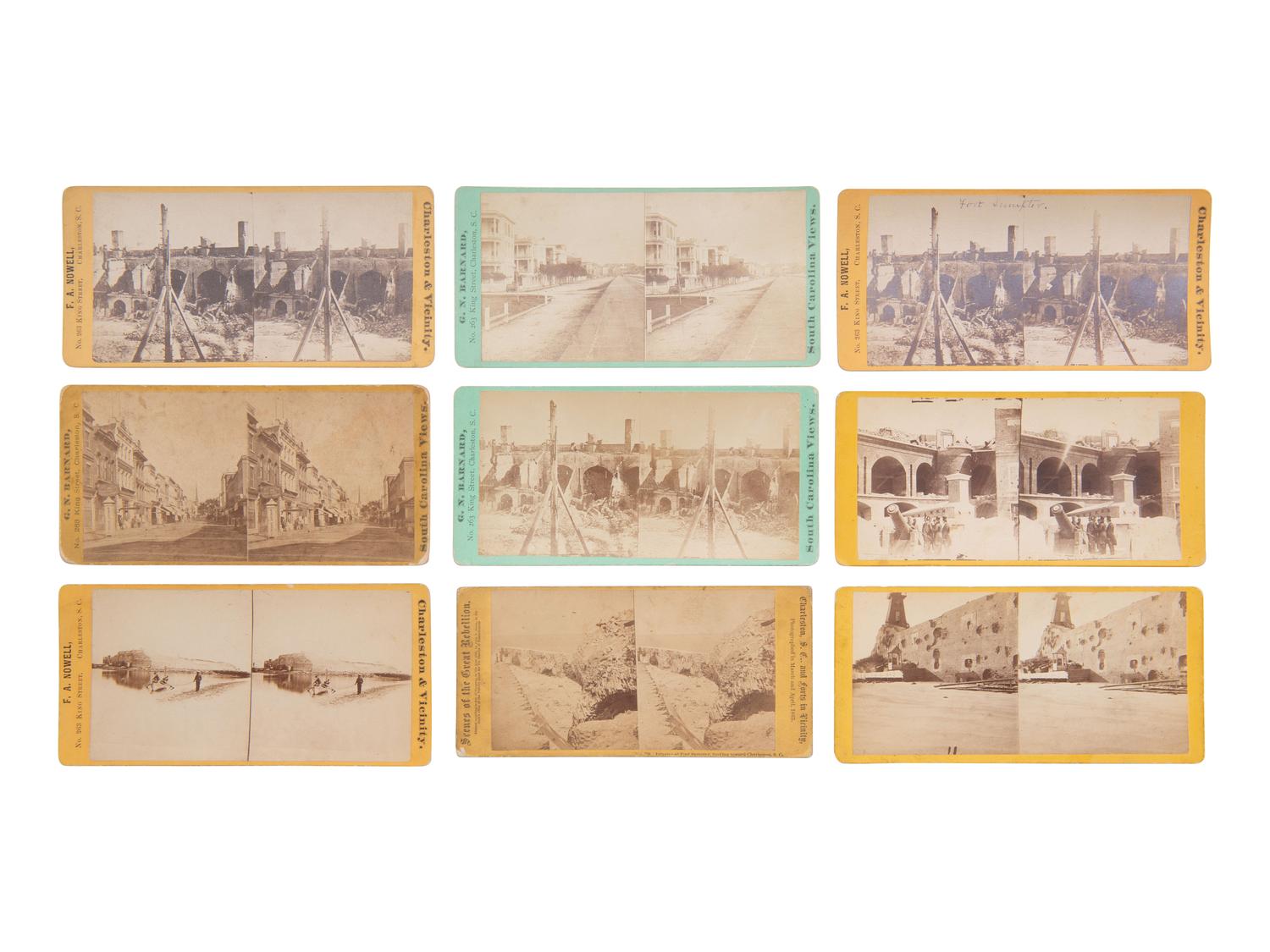 [CIVIL WAR]. 32 stereoviews of Charleston and Ft. Sumpter, many including artillery.