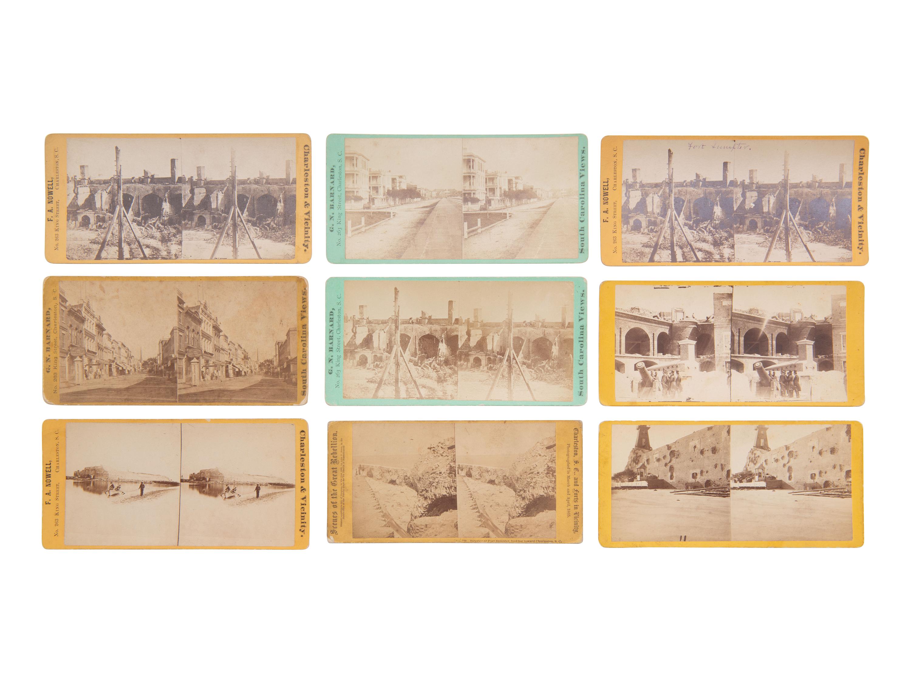[CIVIL WAR]. 32 stereoviews of Charleston and Ft. Sumpter, many including artillery.