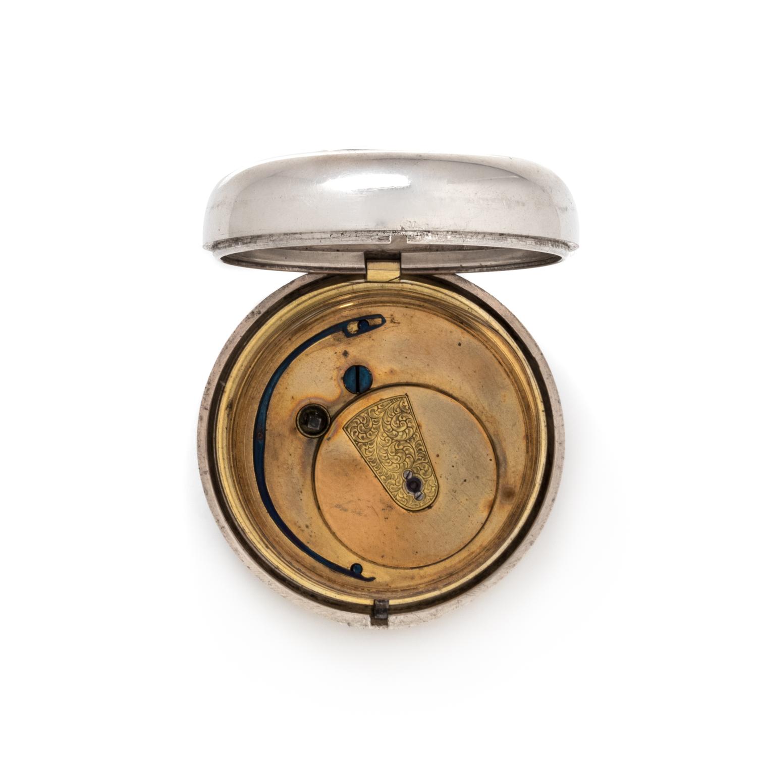 STERLING SILVER OPEN FACE POCKET WATCH