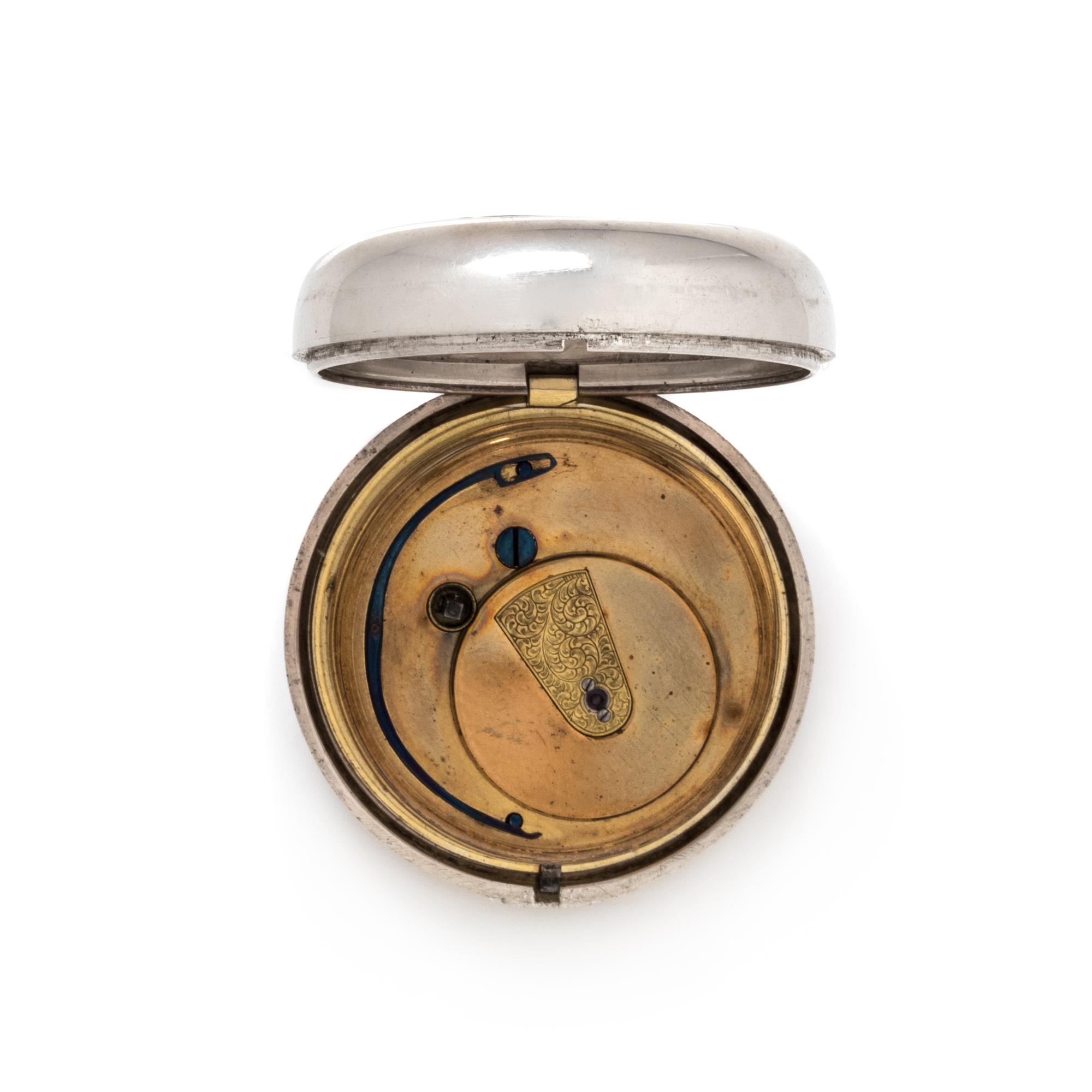STERLING SILVER OPEN FACE POCKET WATCH
