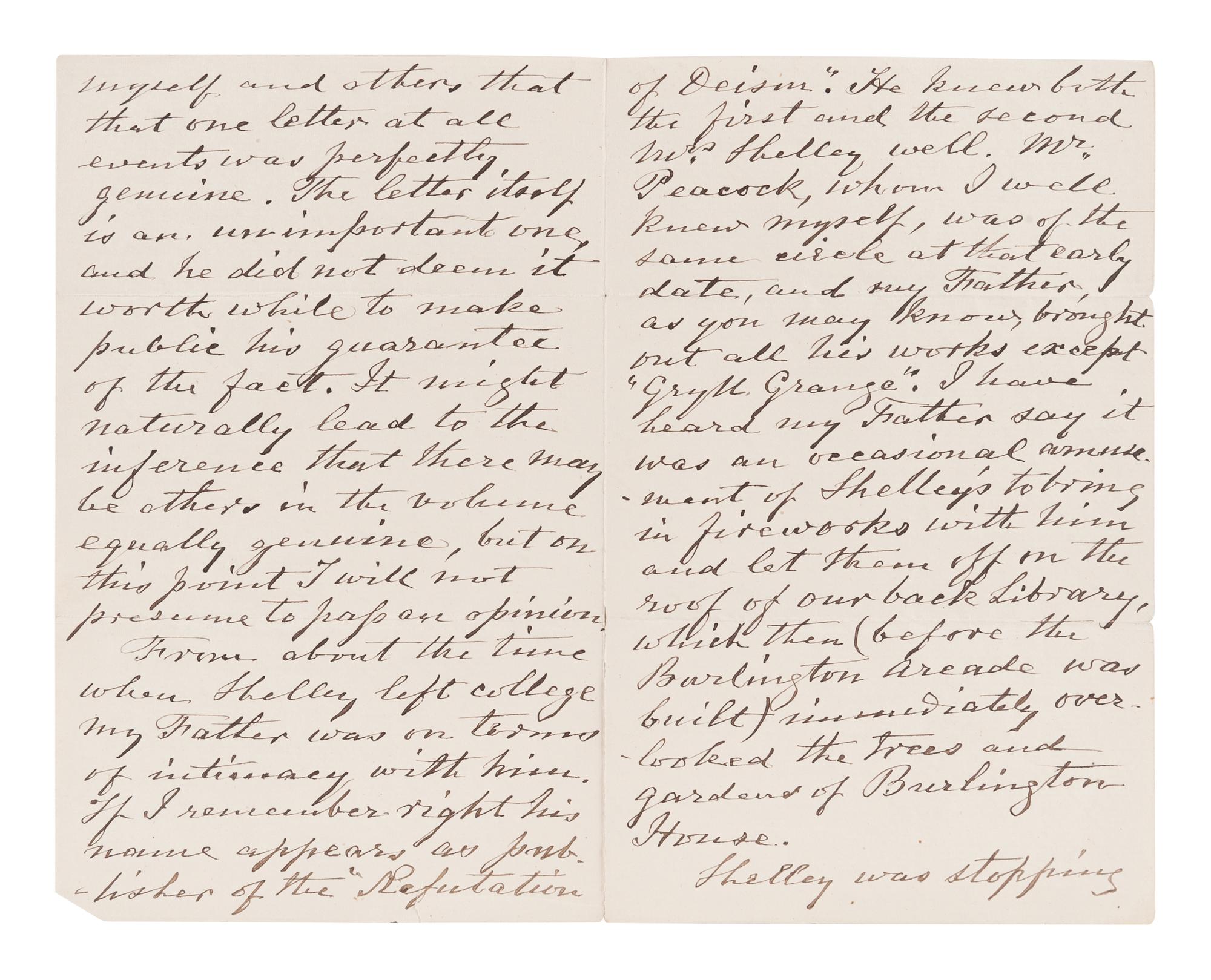 SHELLEY, Percy Bysshe (1792-1822). Letters of Percy Bysshe Shelley . London: Edward Moxon, 1852.
