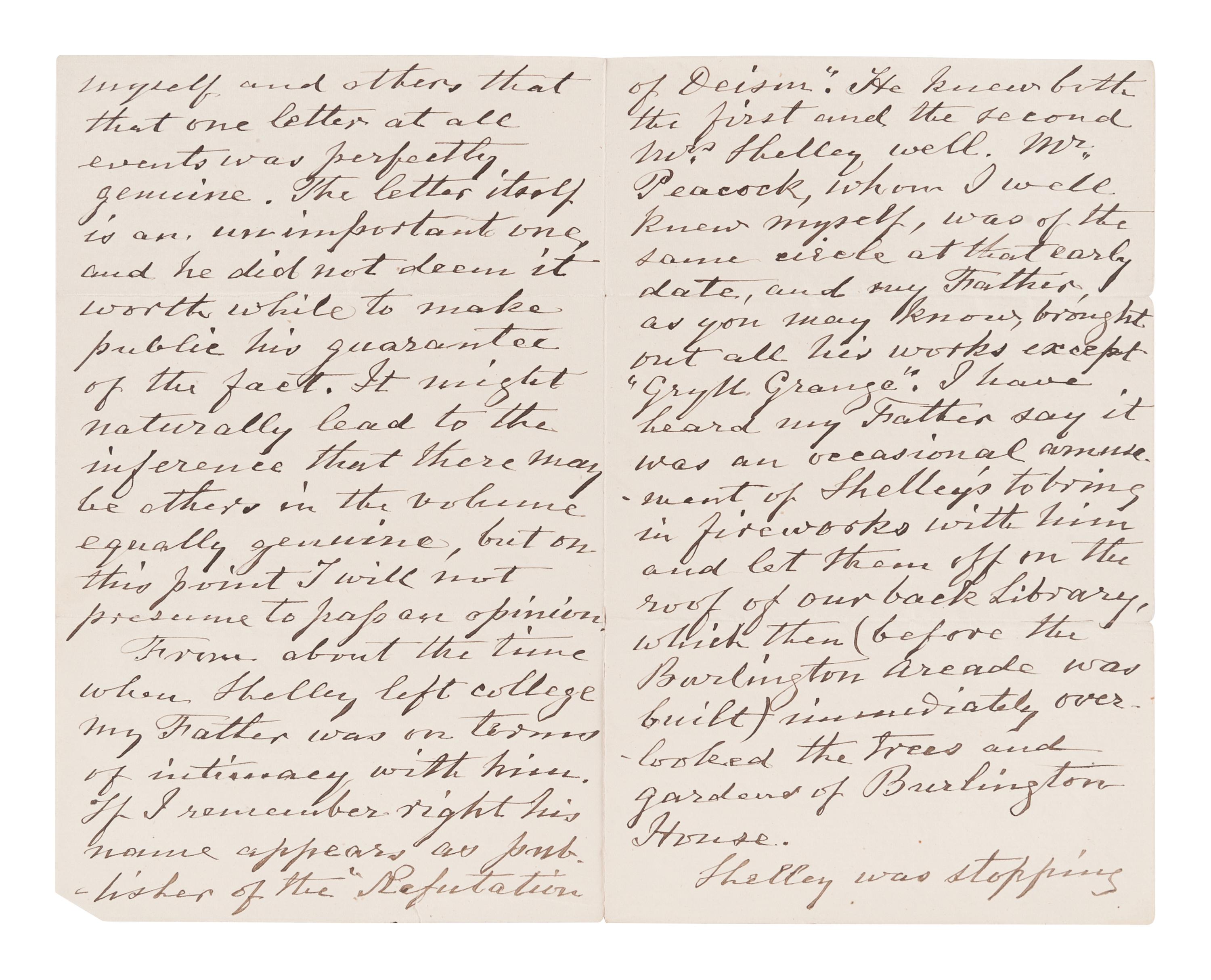 SHELLEY, Percy Bysshe (1792-1822). Letters of Percy Bysshe Shelley . London: Edward Moxon, 1852.