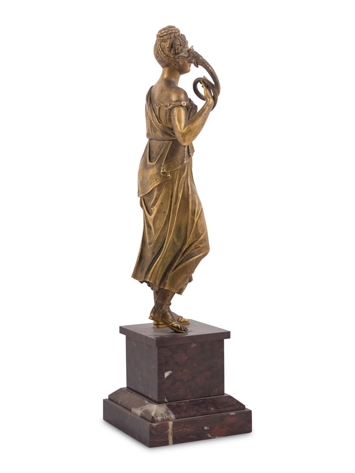 A Continental Gilt Bronze and Marble Figure of a Lady