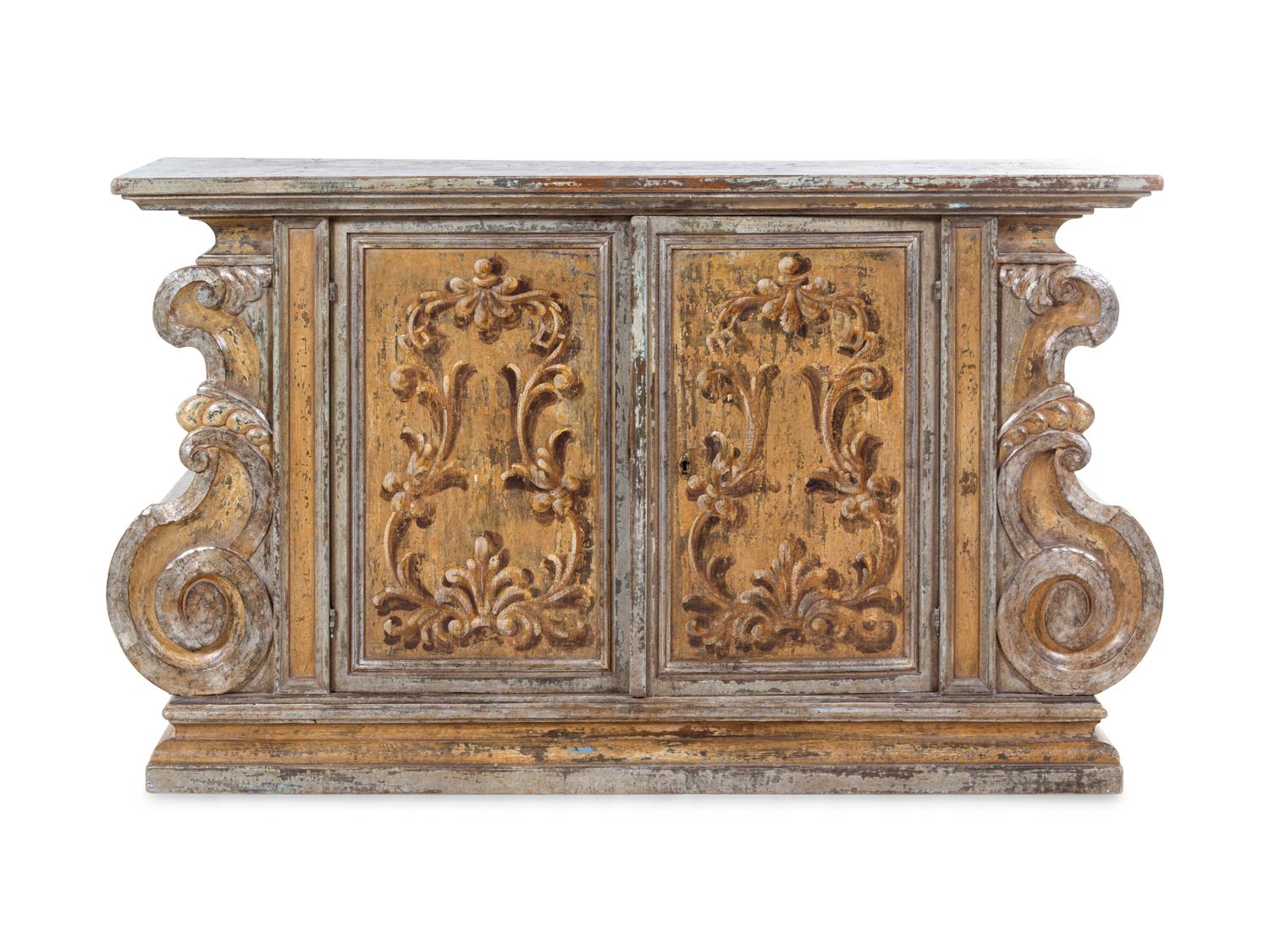 A Venetian Style Painted Console Cabinet