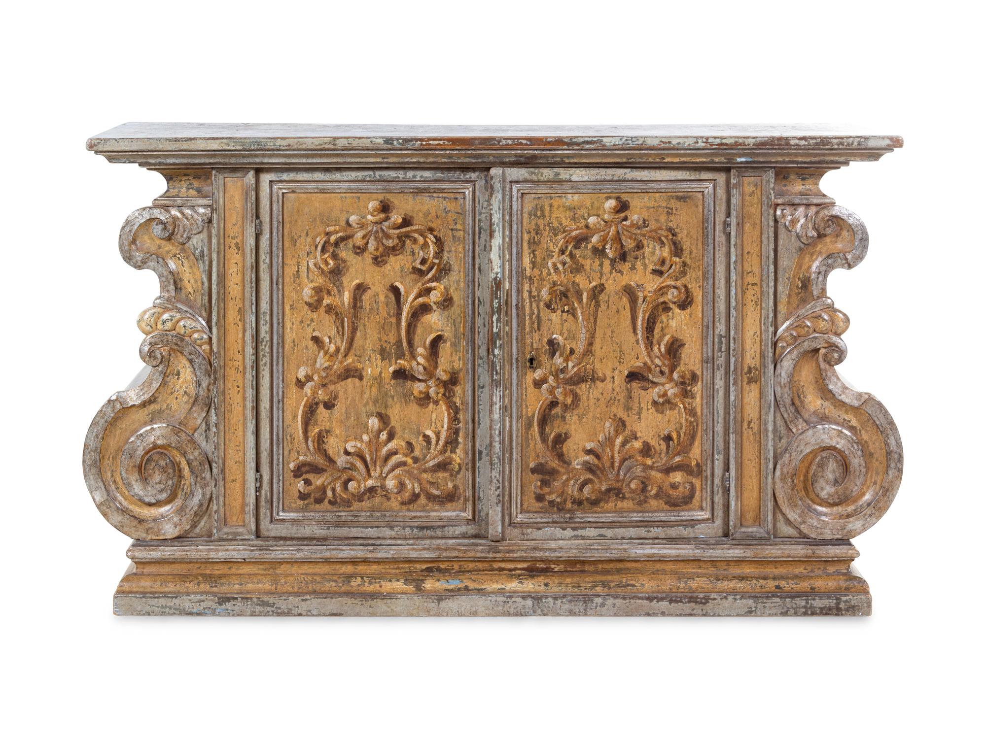 A Venetian Style Painted Console Cabinet