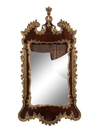 A George II Walnut and Parcel Gilt Mirror