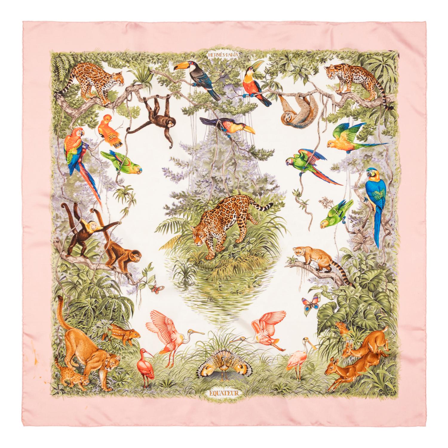 Hermès, Three Printed Silk Scarves 90