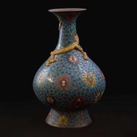 A large and impressive Chinese gilt-repoussé-embellished cloisonné vase 铜鎏金掐丝珐琅蟠龙瓶 The vase 17th/early 18th century, with later embellishment ???????????? ???