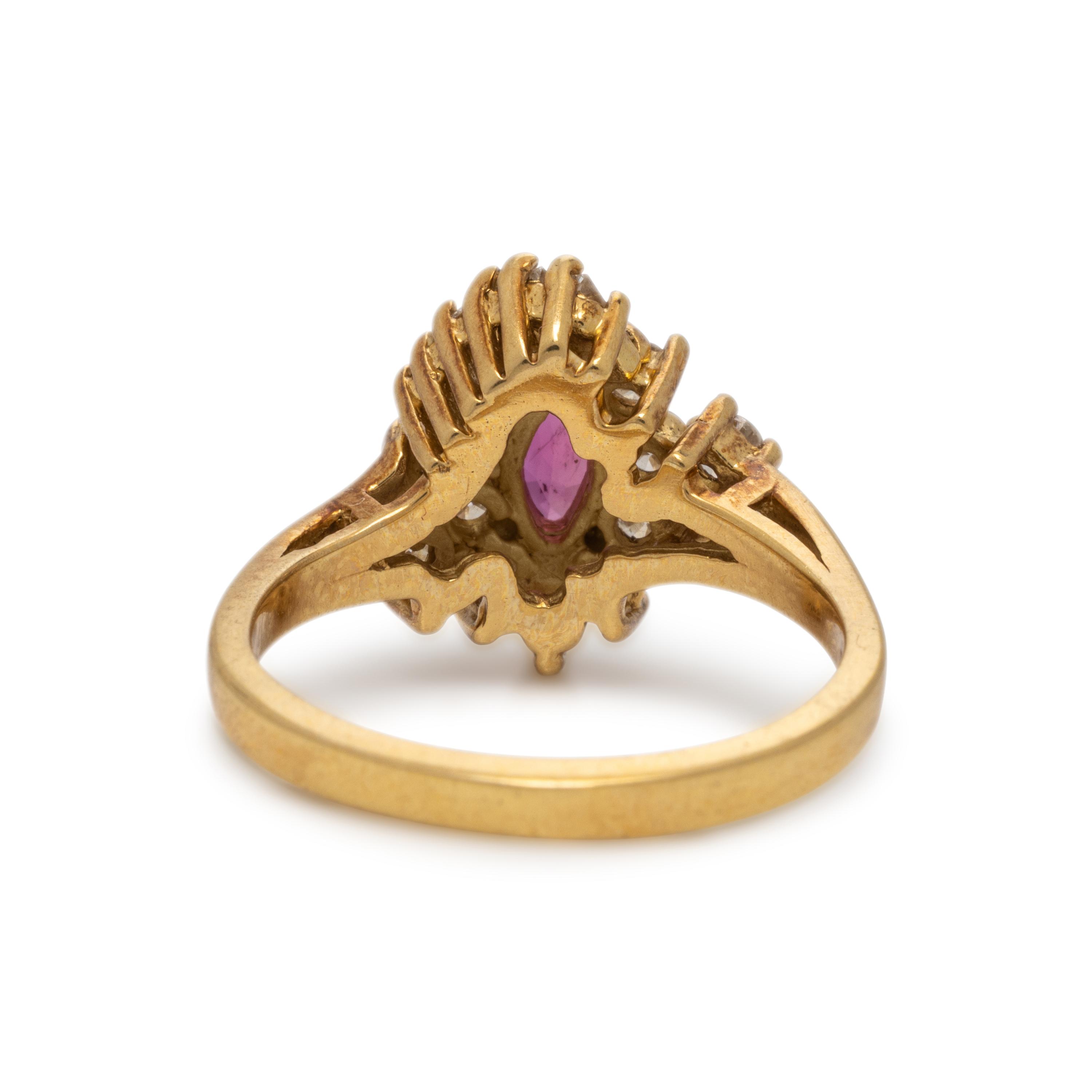 Ruby, Diamond, and Yellow Gold Ring