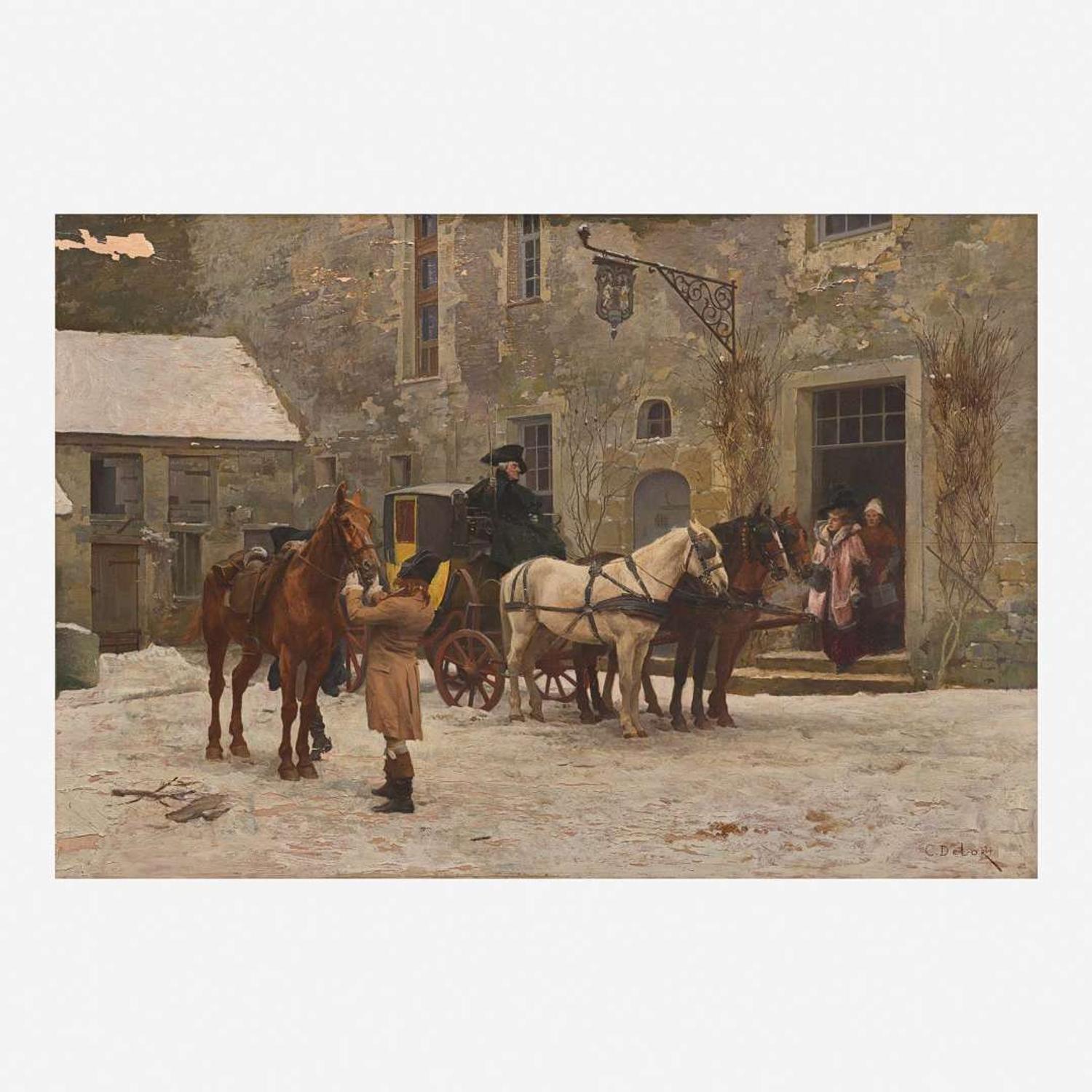 Charles Edouard Edmond Delort (French, 1841–1895) The Arrival of the Coach
