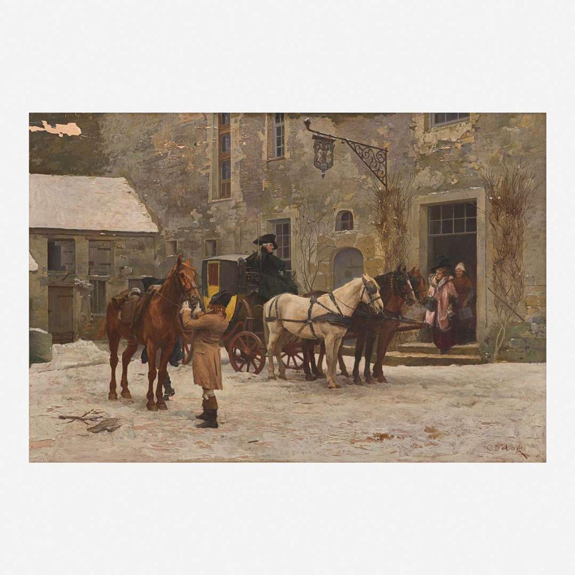 Charles Edouard Edmond Delort (French, 1841–1895) The Arrival of the Coach