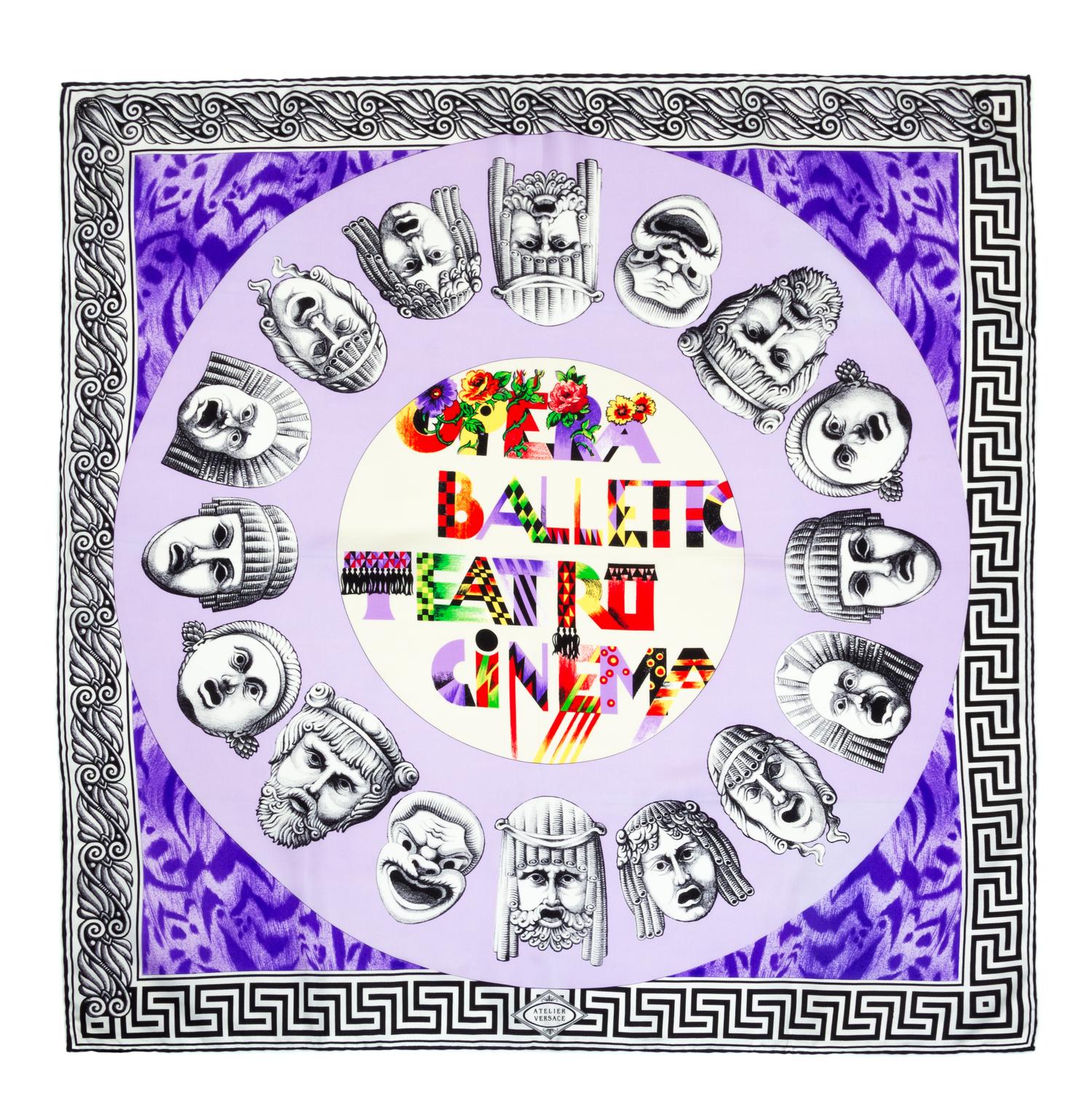 A Gianni Versace Silk Atelier Print Scarf, 34" x 34".