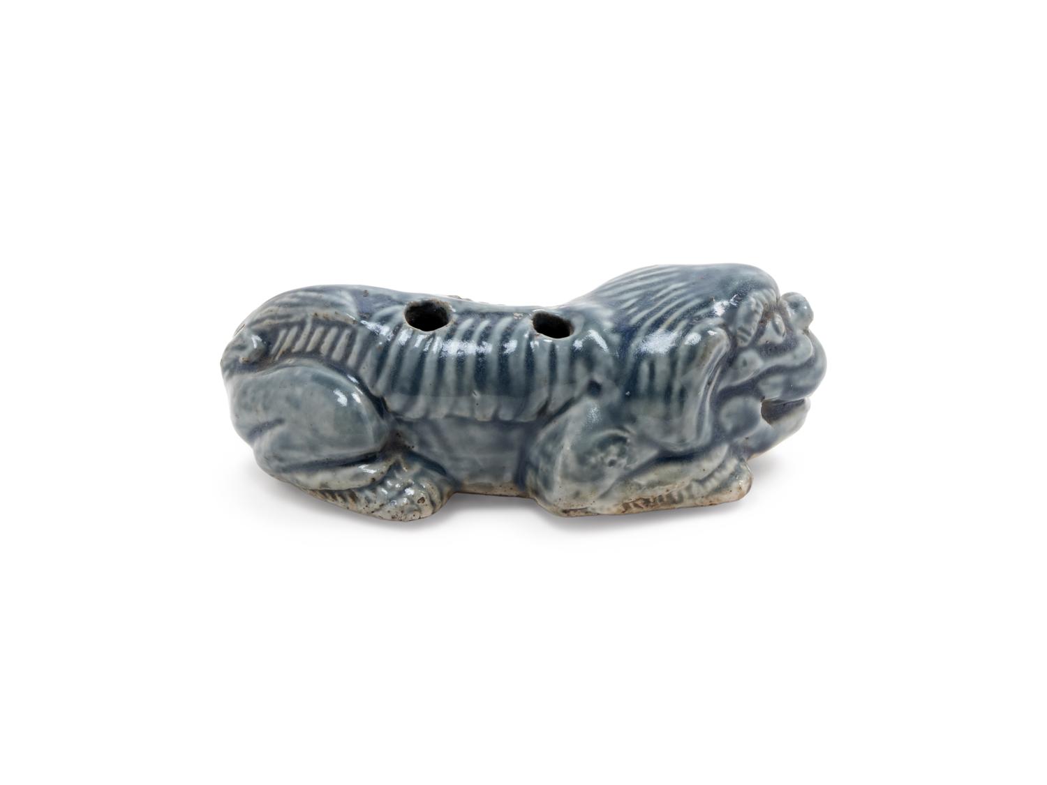 A Blue Glazed Porcelain Fu Lion-Form Water Dropper