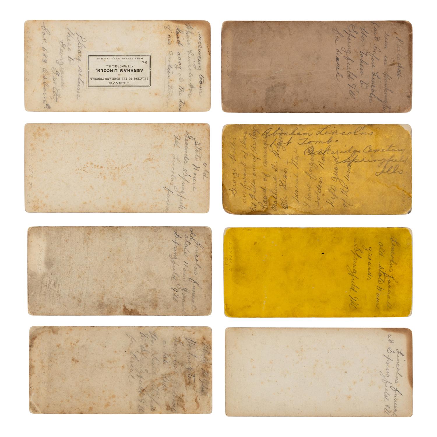 [LINCOLN FUNERAL]. A group of 8 stereoviews showing Lincoln's funeral procession and tomb.
