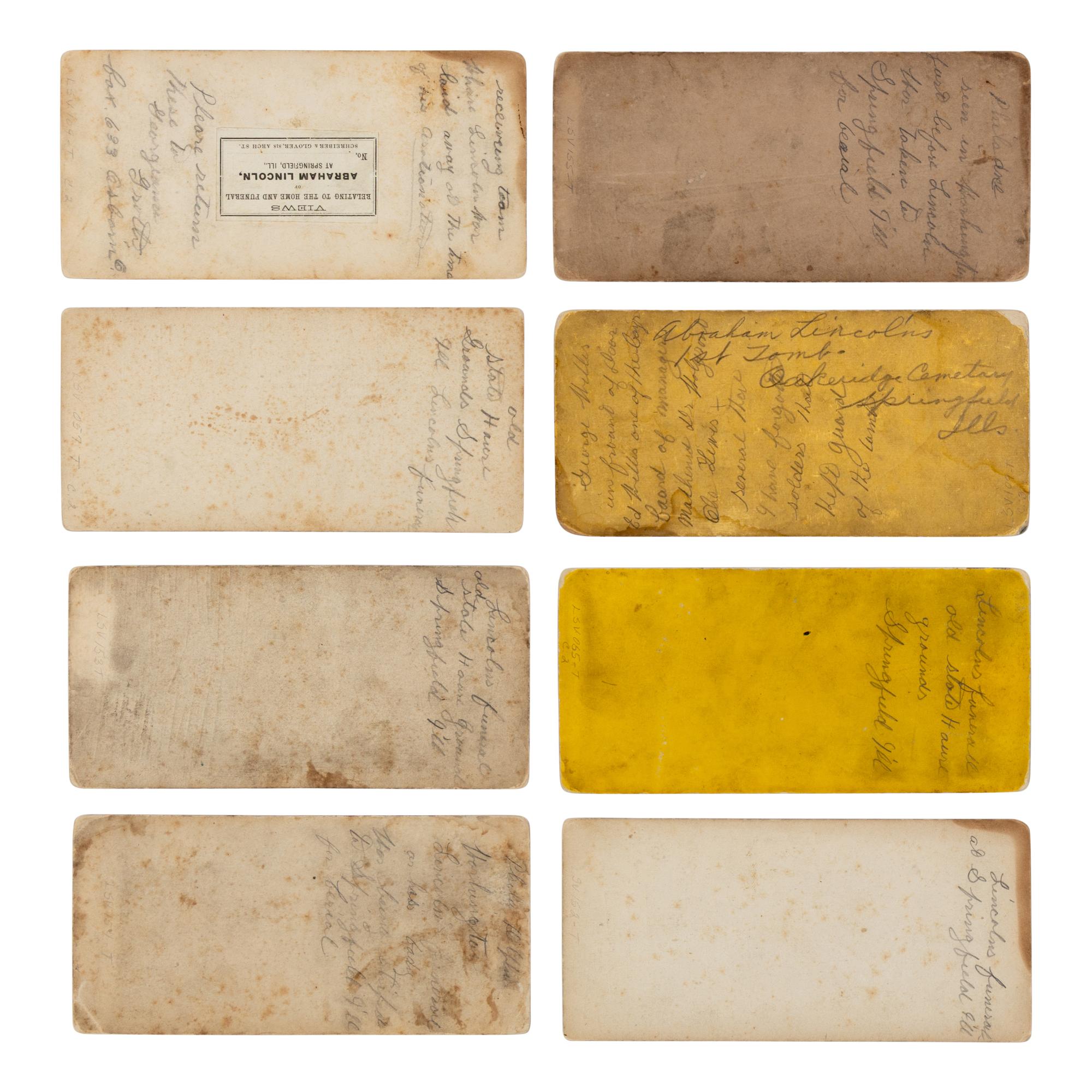 [LINCOLN FUNERAL]. A group of 8 stereoviews showing Lincoln's funeral procession and tomb.