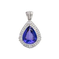 TANZANITE AND DIAMOND PENDANT ON REVERSIBLE BICOLOR OMEGA CHAIN