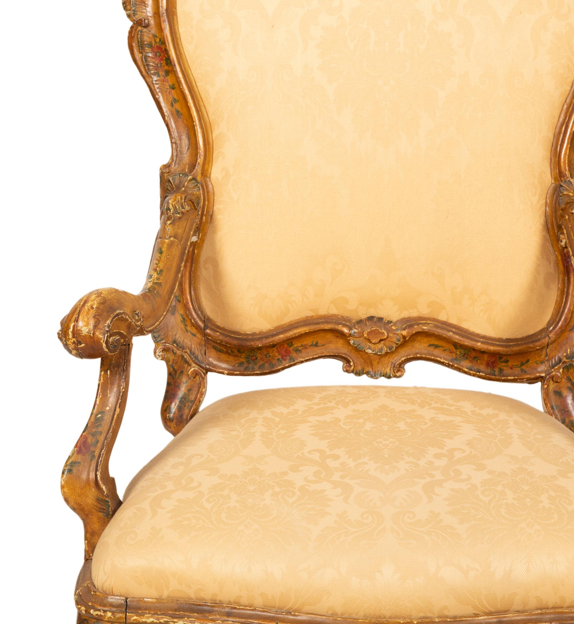 An Italian Rococo Painted Armchair