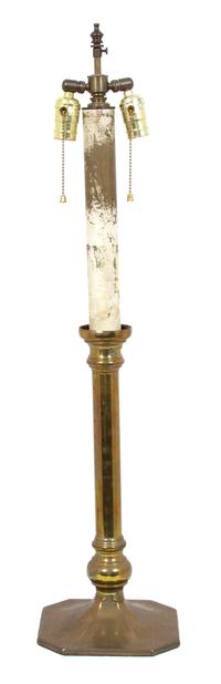 A Brass Candlestick-Form Table Lamp Height overall 34 1/2 inches. — 20TH CENTURY
