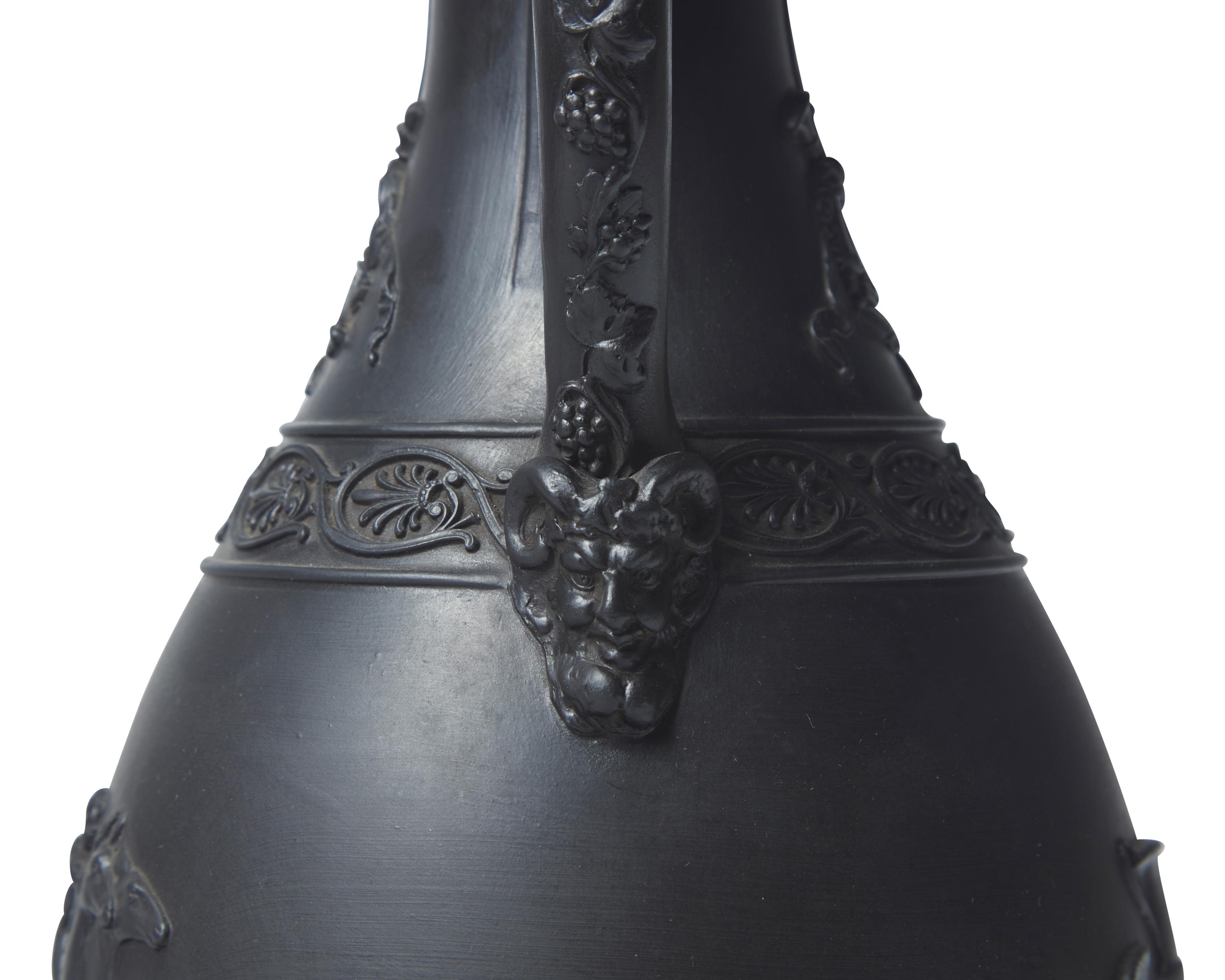 A Wedgwood Black Basalt Twin Handled Vase