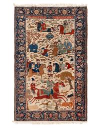 A Persian Pictorial Wool "Hunting" Rug