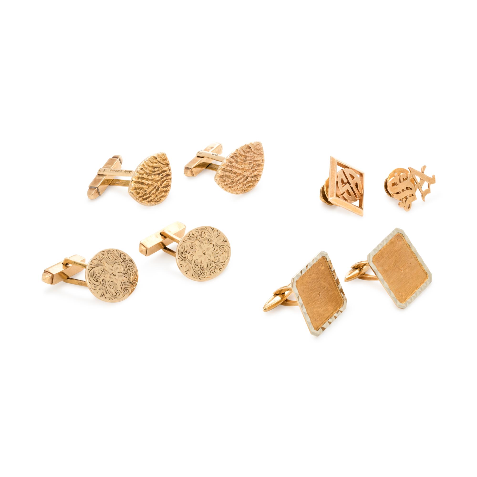 COLLECTION OF YELLOW GOLD MEN'S ACCESSORIES
