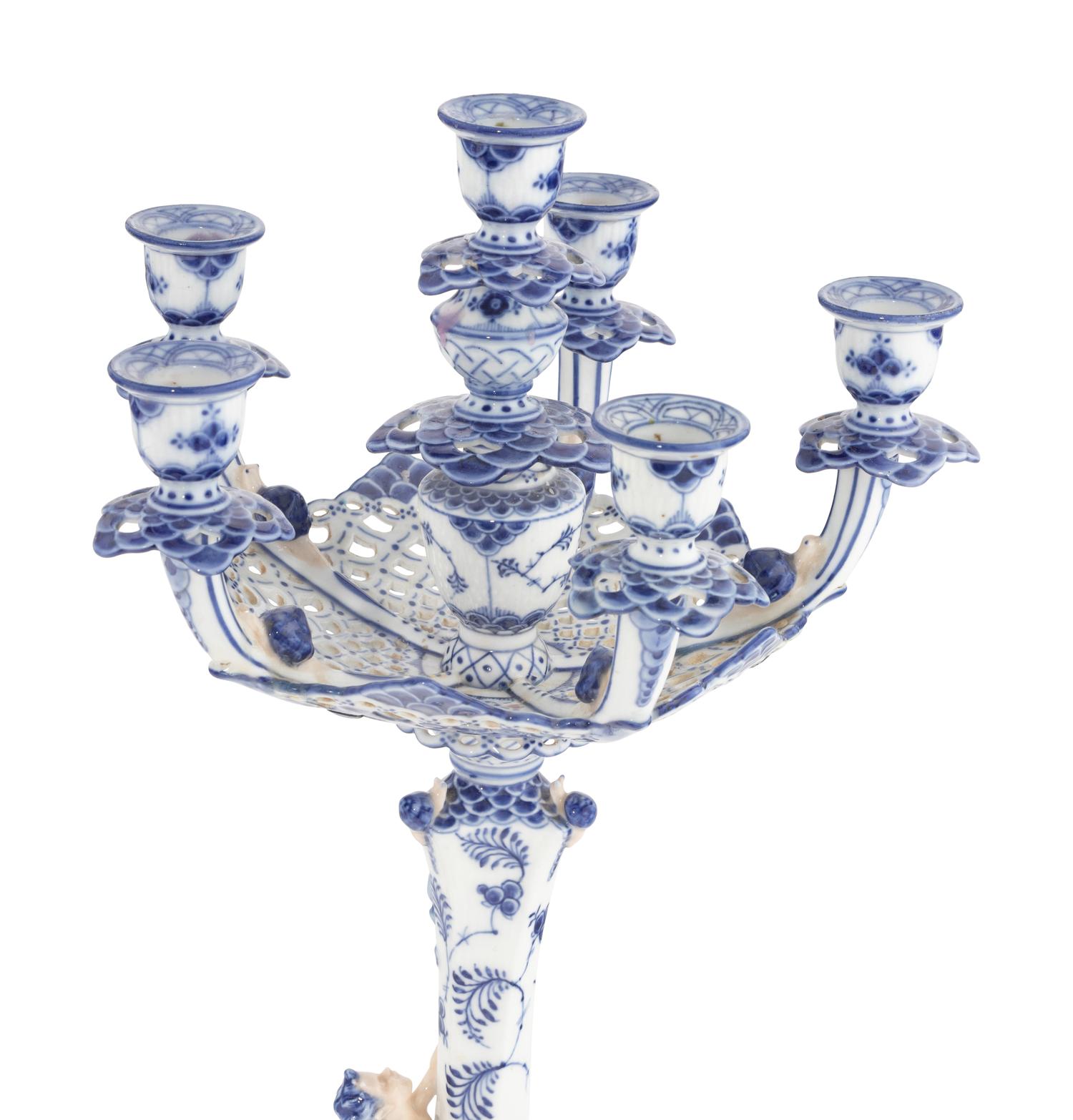 A Pair of Royal Copenhagen Porcelain Candelabra