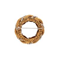 BICOLOR GOLD AND DIAMOND WREATH BROOCH