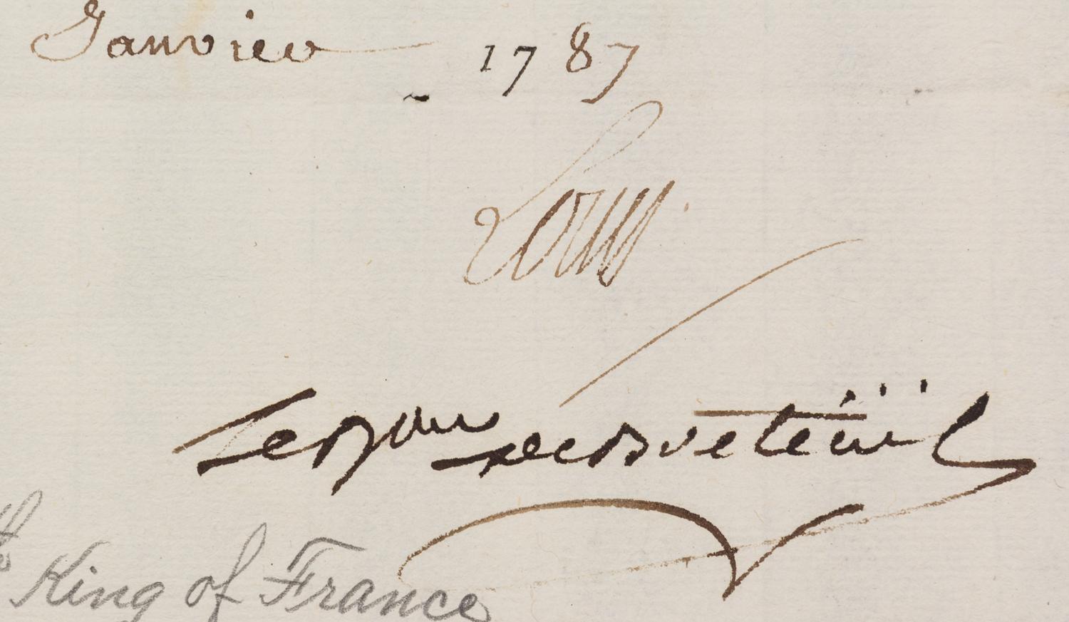 LOUIS XVI. Document signed, one page, in a secretarial hand, January 25, 1787.