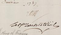 LOUIS XVI. Document signed, one page, in a secretarial hand, January 25, 1787.