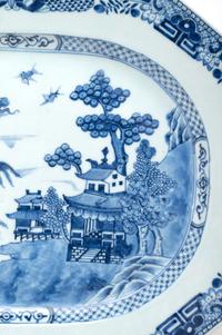 Two Chinese Export Blue and White Porcelain Platters