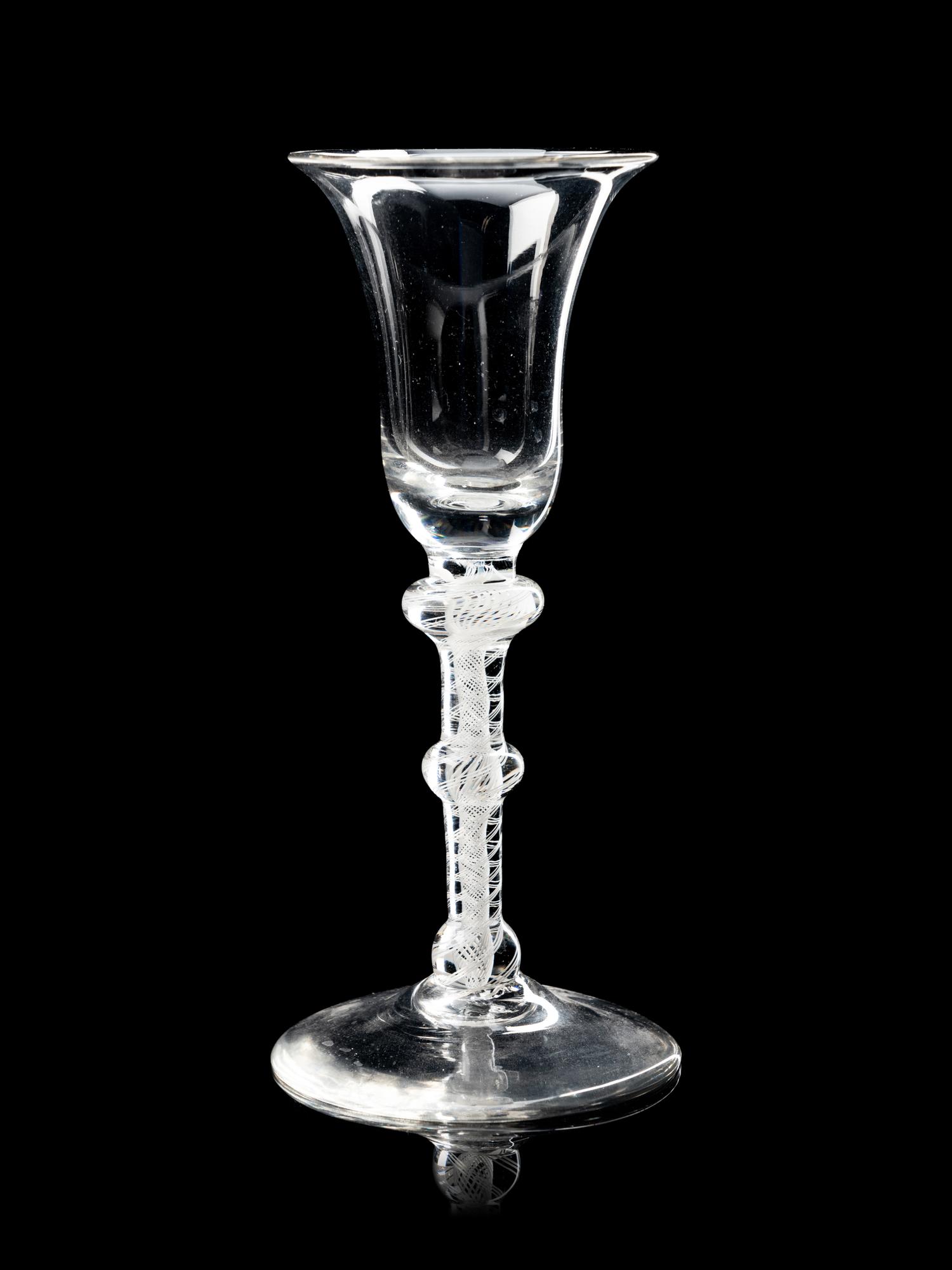A Group of Five English Opaque Twist Wine Glasses