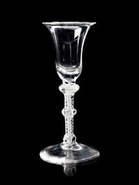 A Group of Five English Opaque Twist Wine Glasses