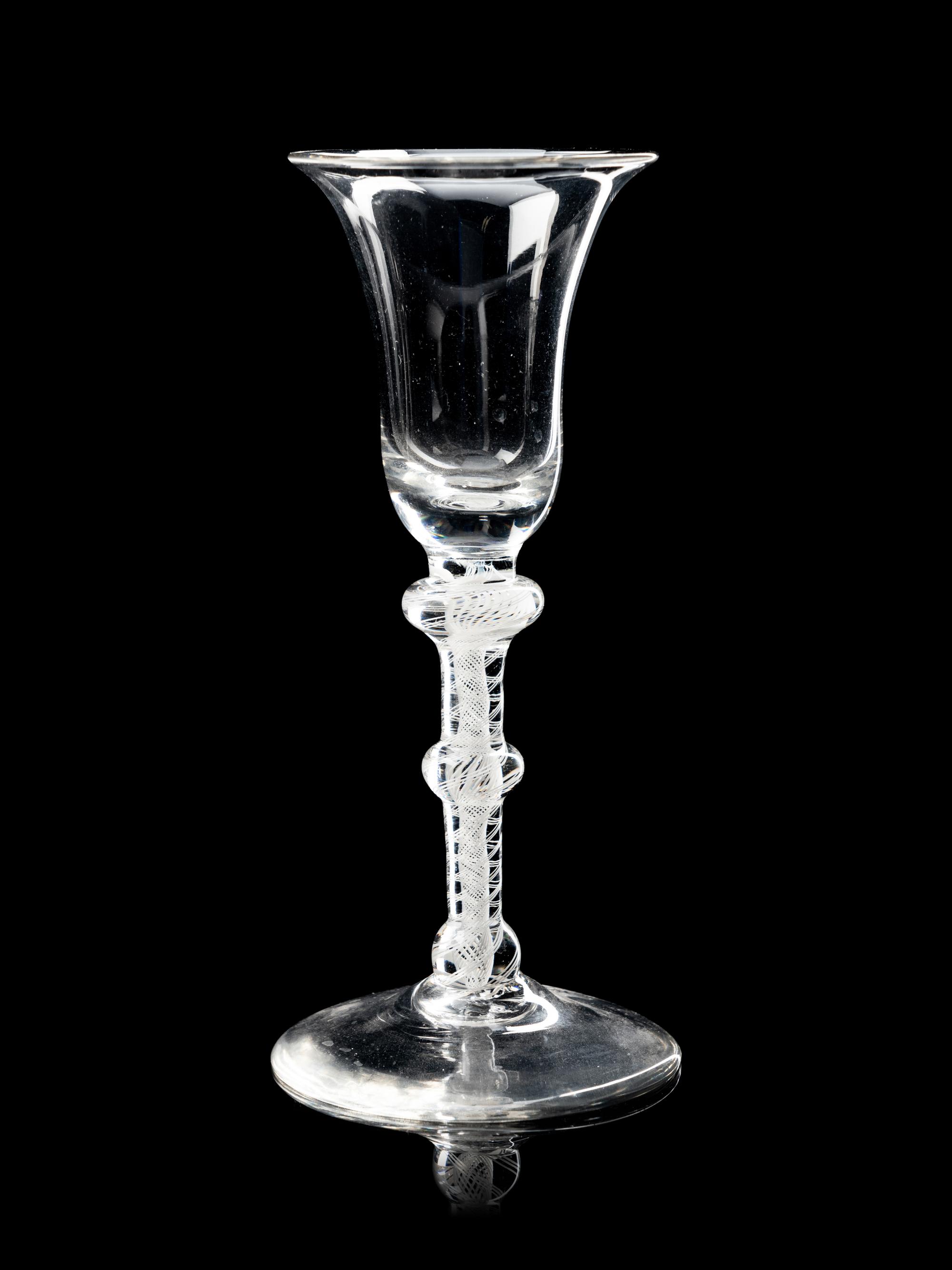 A Group of Five English Opaque Twist Wine Glasses