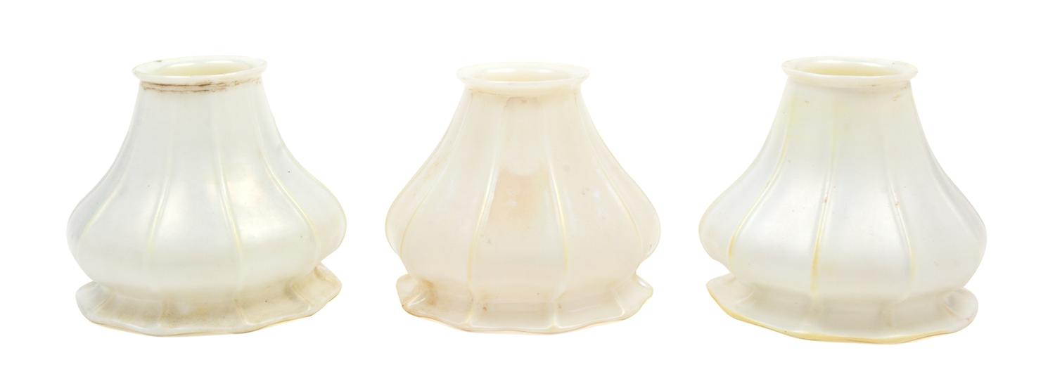 Three Steuben Calcite Glass Shades Height 4 inches.