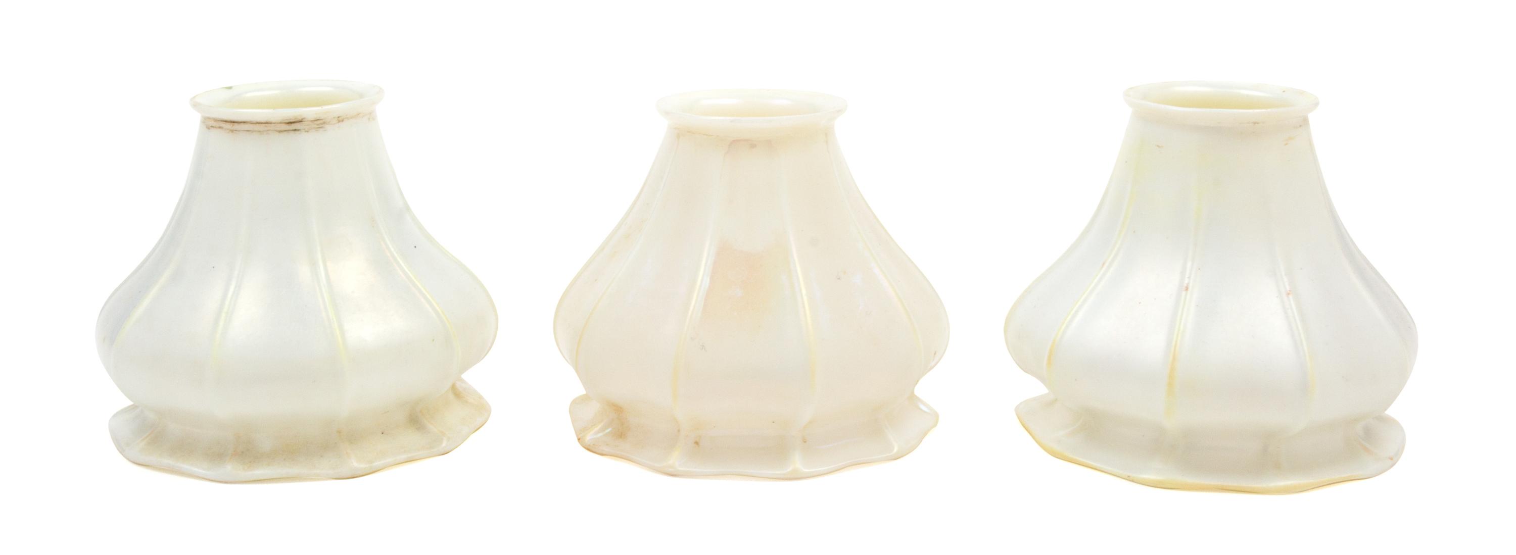 Three Steuben Calcite Glass Shades Height 4 inches.