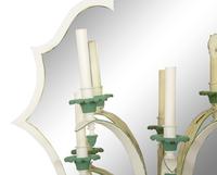 A Set of Four Green and White Painted Five-Light Girandole Mirrors