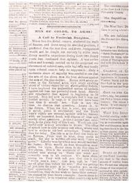 [CIVIL WAR]. New York Daily Tribune . Vol. XXII, No. 6838. New York, 5 March 1862. Featuring Frederick Douglass's call to arms to African Americans to join the military and fight for the Union cause.