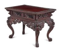A Japanese Export Carved Hardwood Table