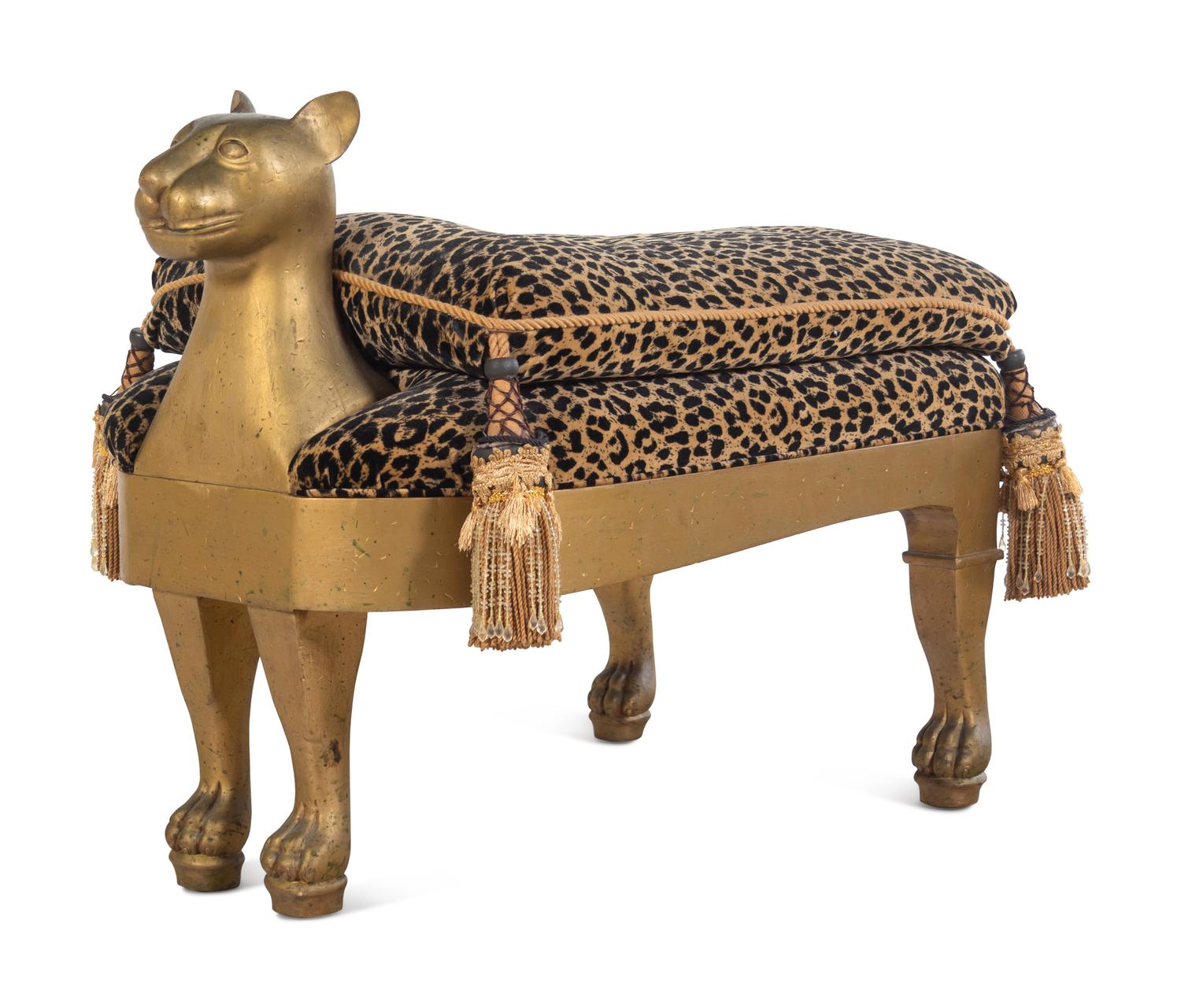 An Egyptian Style Cat-Form Stool