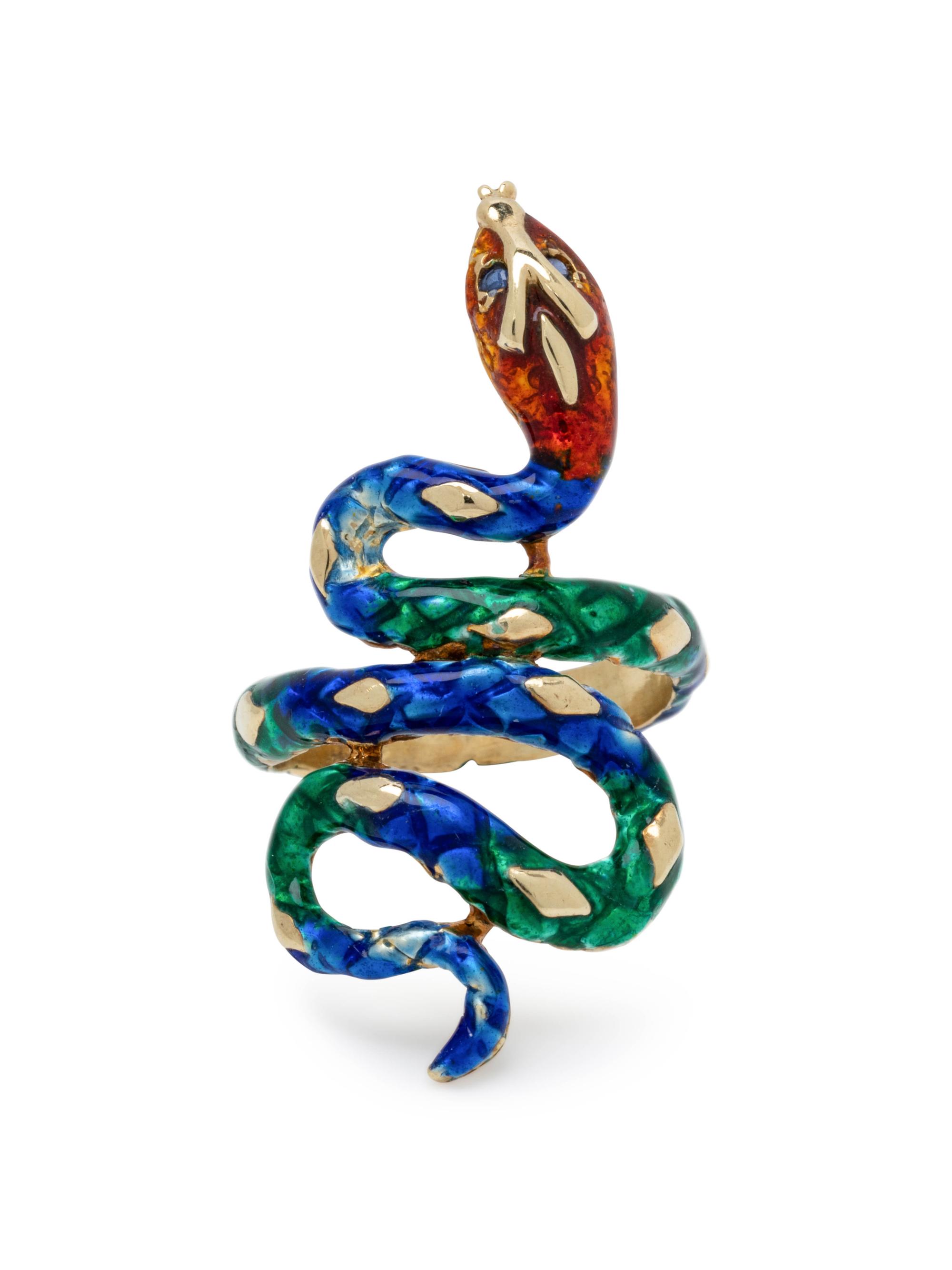 POLYCHROME ENAMEL SNAKE RING