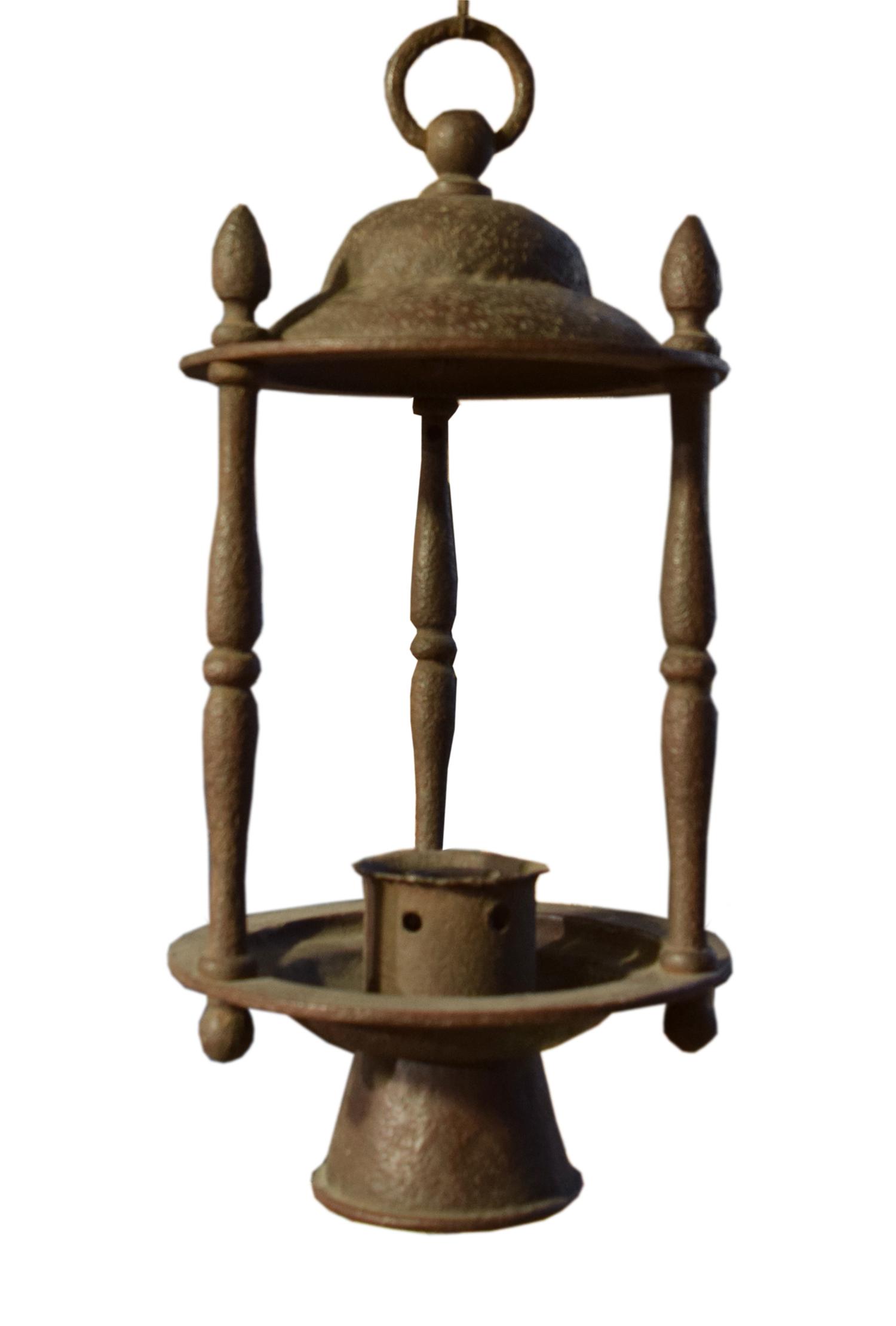 A Wrought Iron Lantern by Jose Thenee 9.5" W x 9.5" D x 25" H — Argentina, Circa 1930