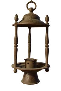 A Wrought Iron Lantern by Jose Thenee 9.5" W x 9.5" D x 25" H — Argentina, Circa 1930