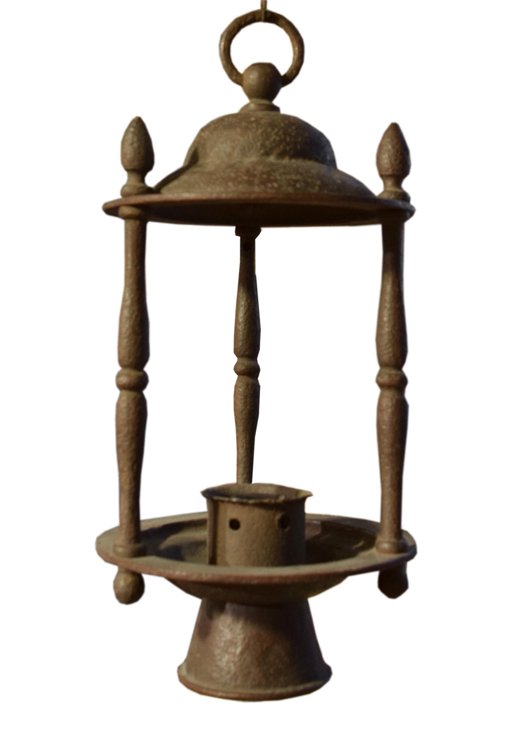 A Wrought Iron Lantern by Jose Thenee 9.5" W x 9.5" D x 25" H — Argentina, Circa 1930