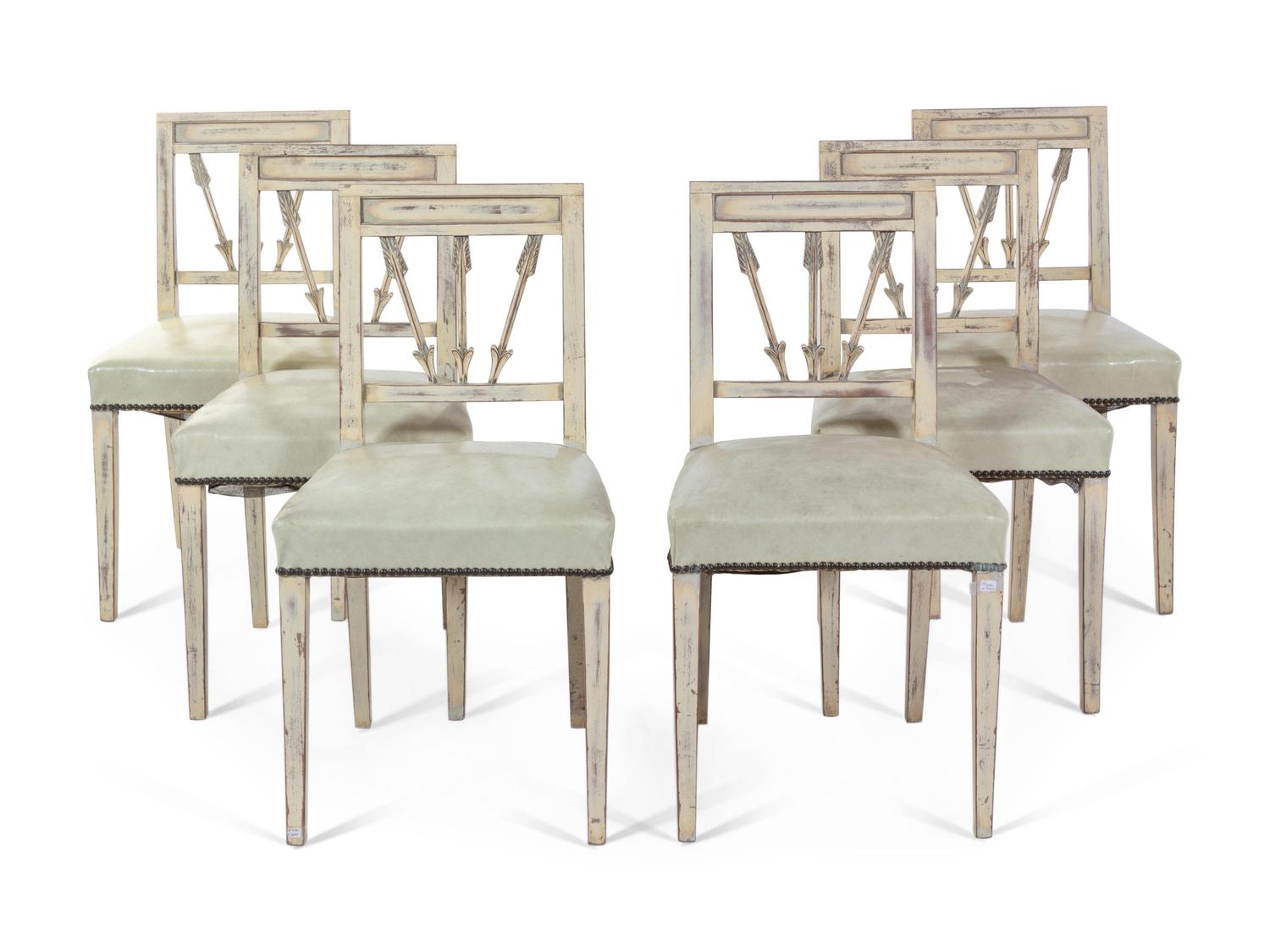 A Set of Six Neoclassical Painted Side Chairs