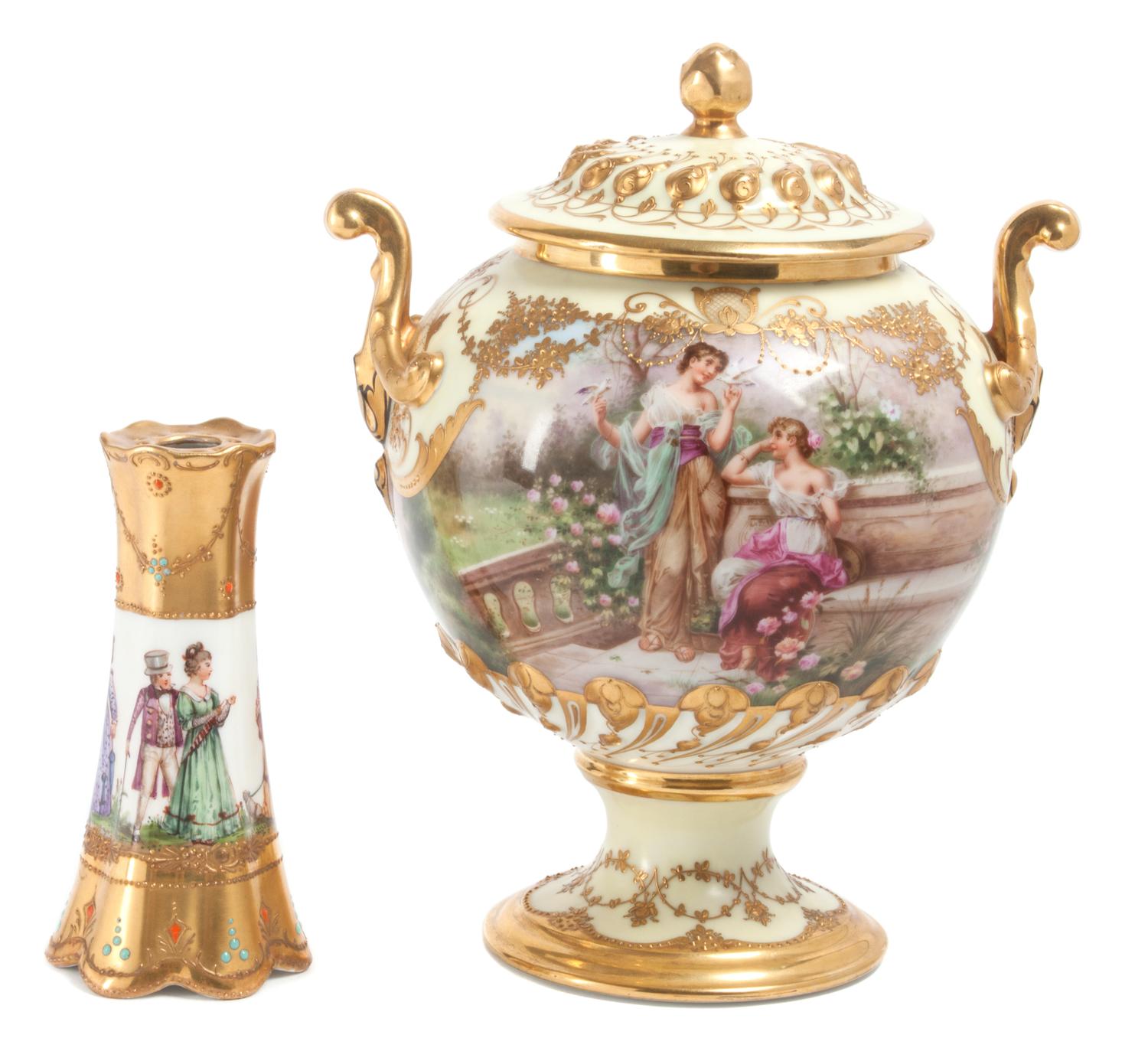Two Dresden Porcelain Table Articles Height of first 8 1/4 inches.