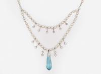 A Pearl, Diamond, and Aquamarine Necklace