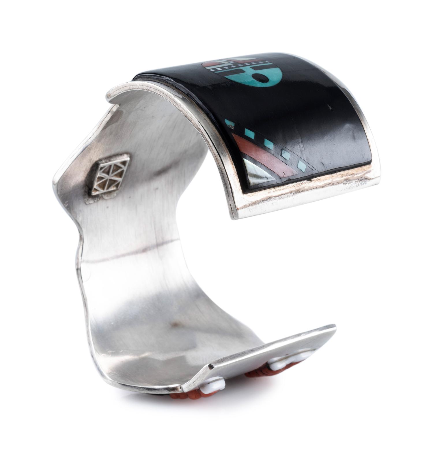 Silver and Mosaic Inlay Mudhead Cuff Bracelet