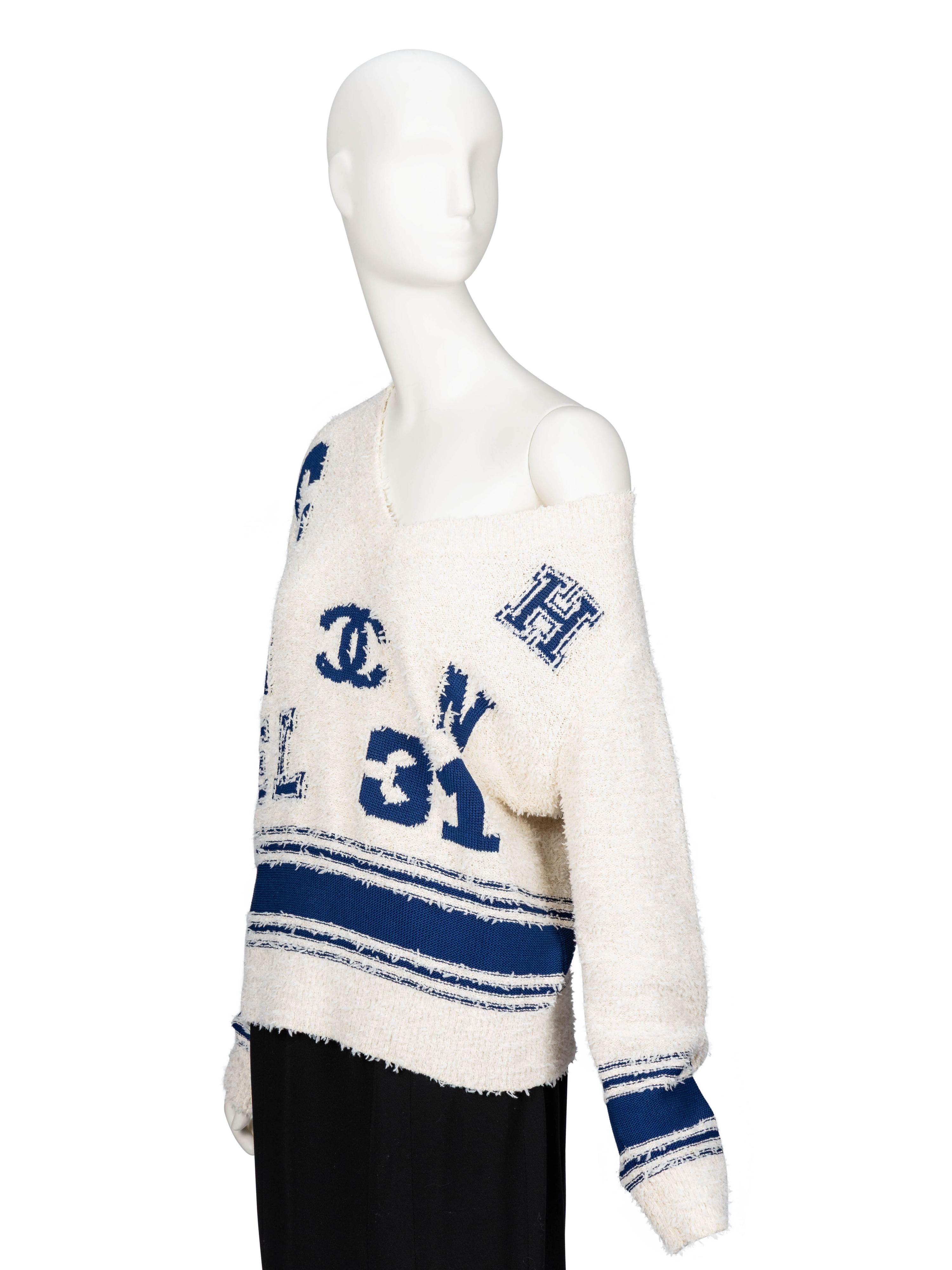 Chanel, Bouclé Knit Varsity Sweater